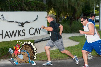 Guests run the 5K Turkey Trot on Thanksgiving Day at Hawks Cay.