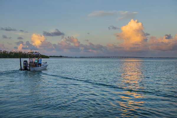 boat at sunset in the Florida Keys