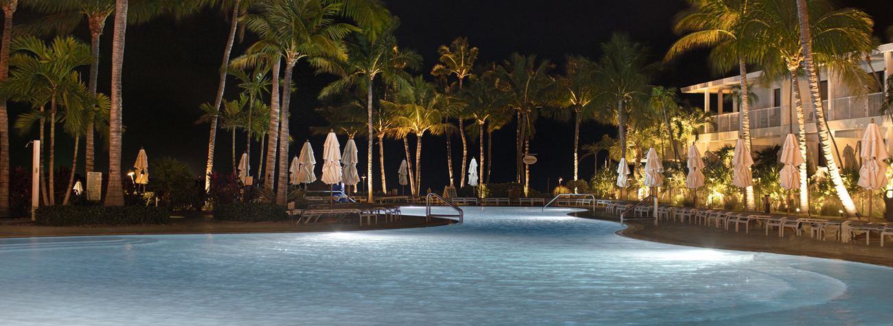 resort large pool at night