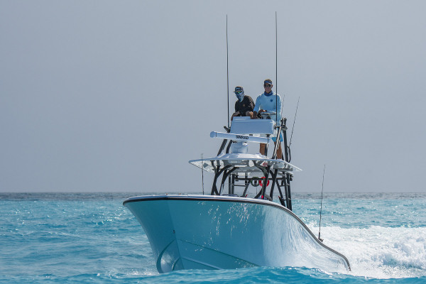 The Into the Blue fishing charter charts its course for a day of offshore fishing in the Florida Keys.
