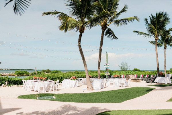 Wedding reception palms ocean