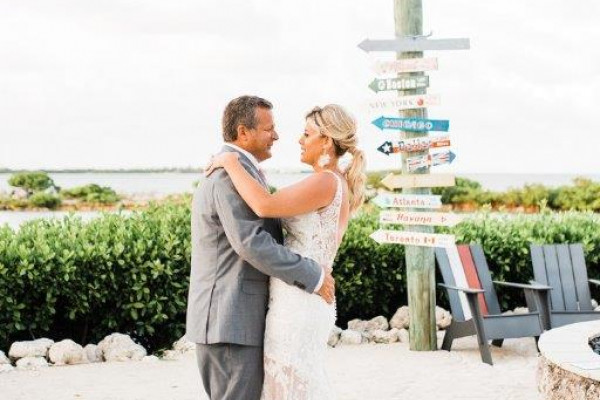 Couple waterside wedding