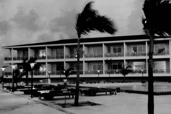Historic black and white photos of Hawks Cay Resort exterior