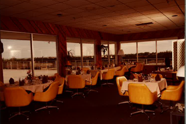 Historic image of the lounge area at Hawks Cay Resort in the 1980s