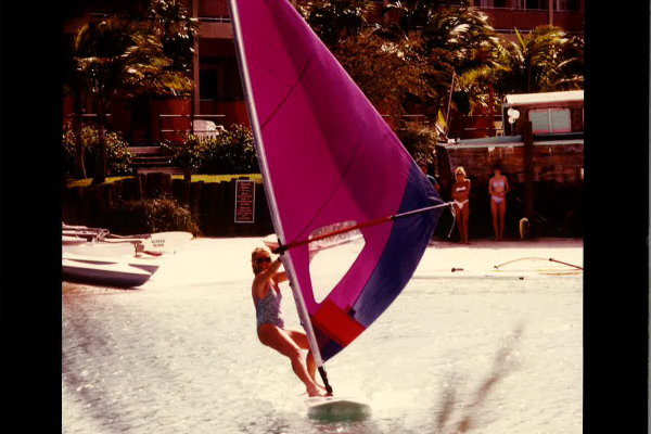 Woman windsurfing in the Florida Keys at Hawks Cay Resort